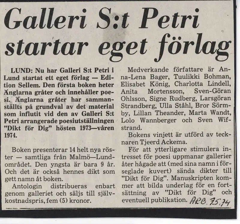 FALL 73 TO SPRING 74 DIKT FÖR DIG — Sheet 1